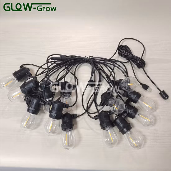 Alta qualità 48FT 15 pezzi S14 LED Blub Illuminazione decorativa per le vacanze di Natale Luce a stringa solare impermeabile per esterni